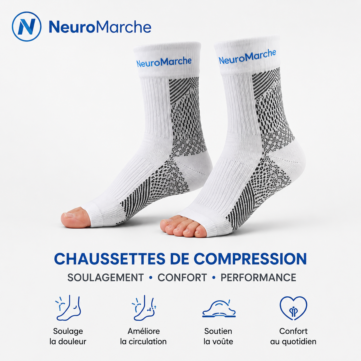 NeuroMarche+ - Chaussettes de Compression Neuro-Apaisantes.