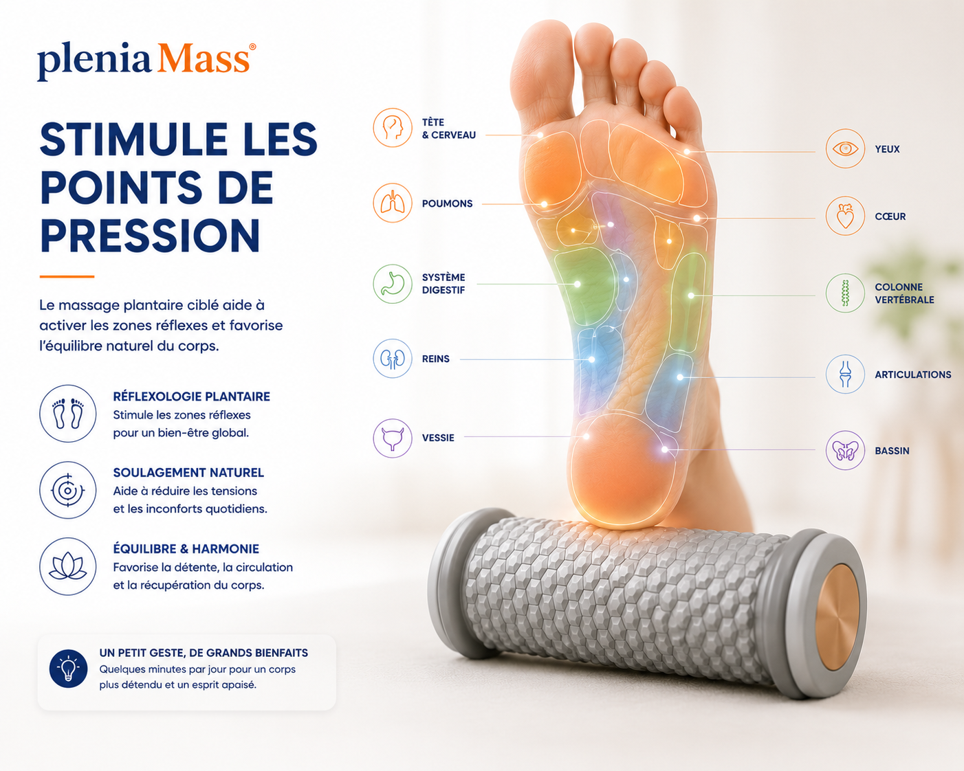 PleniaMass - Rouleau Massage Plantaire
